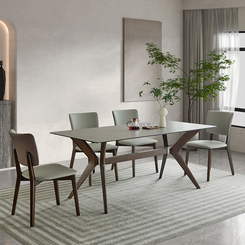 Medieval Modern Sintered Stone Top Dining Table Rectangle Kitchen Table with 4 Legs
