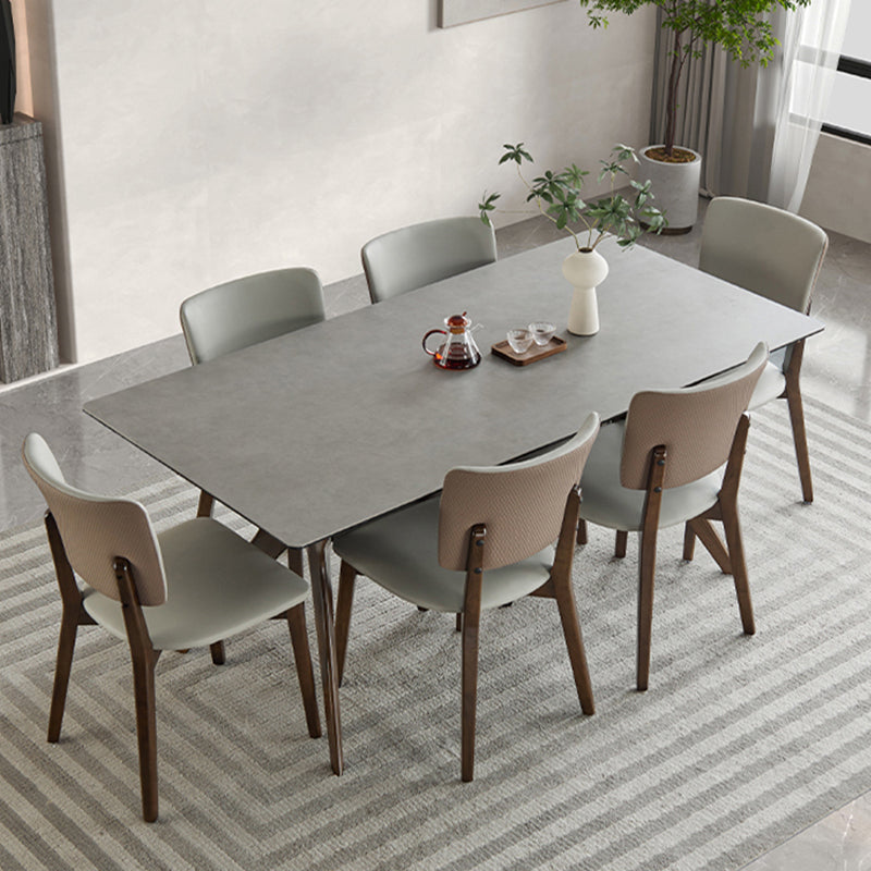 Medieval Modern Sintered Stone Top Dining Table Rectangle Kitchen Table with 4 Legs