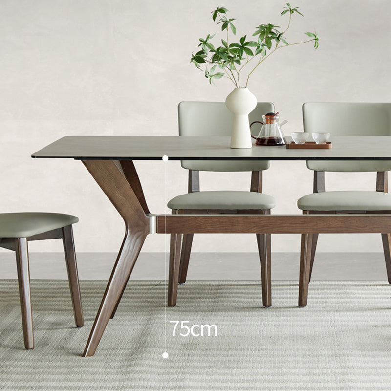 Medieval Modern Sintered Stone Top Dining Table Rectangle Kitchen Table with 4 Legs