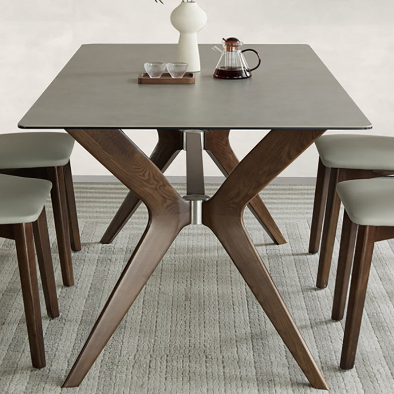 Medieval Modern Sintered Stone Top Dining Table Rectangle Kitchen Table with 4 Legs