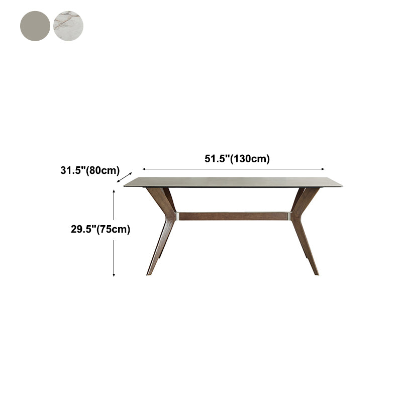 Medieval Modern Sintered Stone Top Dining Table Rectangle Kitchen Table with 4 Legs