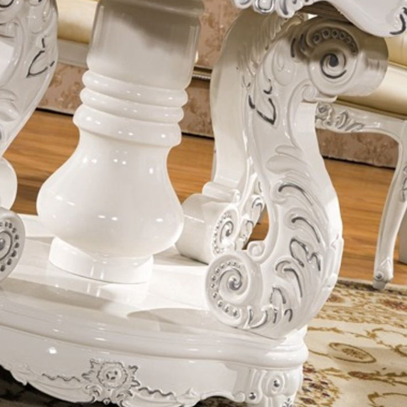 Round Shape Dining Site Table Marble Pedestal Dining Room Collection with Turntable