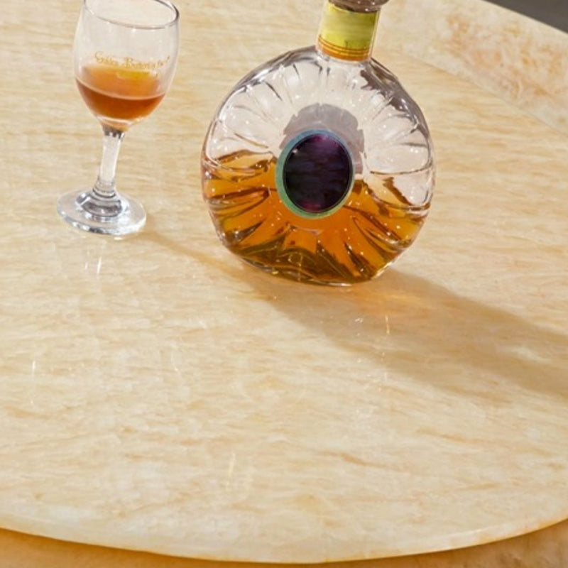 Round Shape Dining Site Table Marble Pedestal Dining Room Collection with Turntable