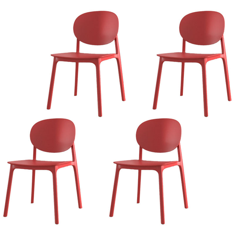Contemporary Style Stackable Chair Kitchen Armless Chair with Plastic Legs