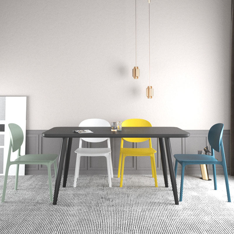 Contemporary Style Stackable Chair Kitchen Armless Chair with Plastic Legs
