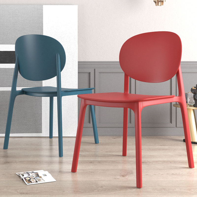 Contemporary Style Stackable Chair Kitchen Armless Chair with Plastic Legs