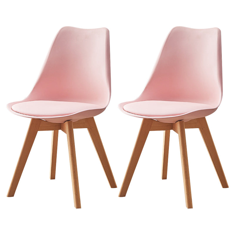 Modern Style Chairs Kitchen Armless Side Chair with Wooden Legs