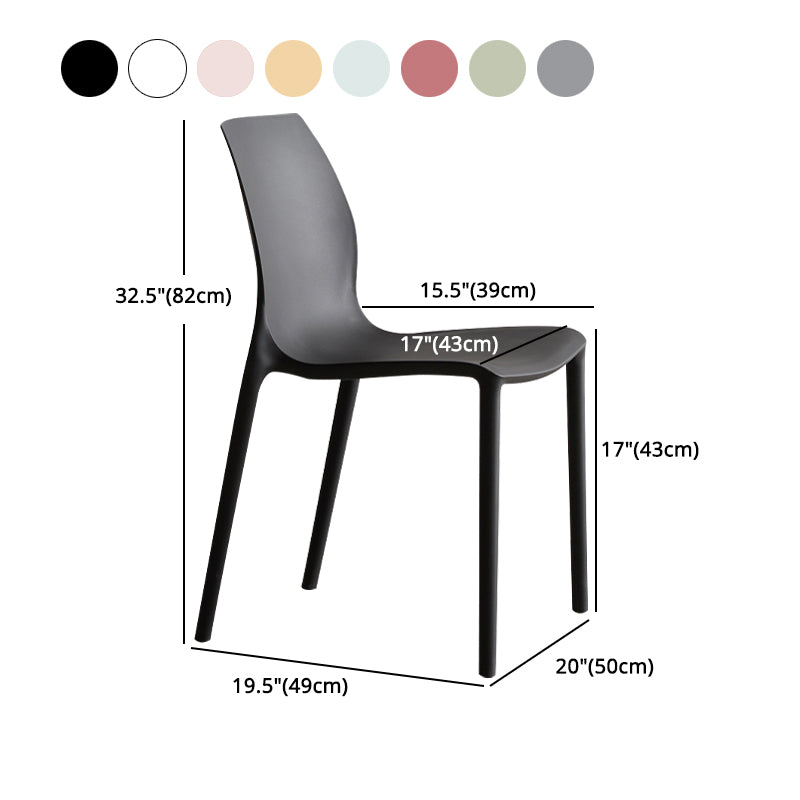 Plastic Scandinavian Dining Kitchen Room Side Chair Solid Back Chair