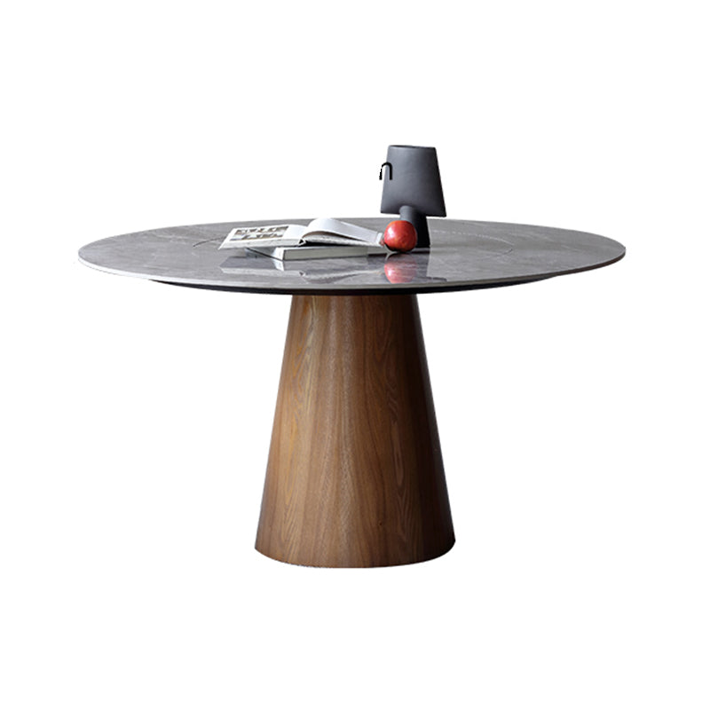 Modern Ashwood Dinette Set 1/3/4/5/7 Pieces Round Dining Table Set with Sintered Stone Top