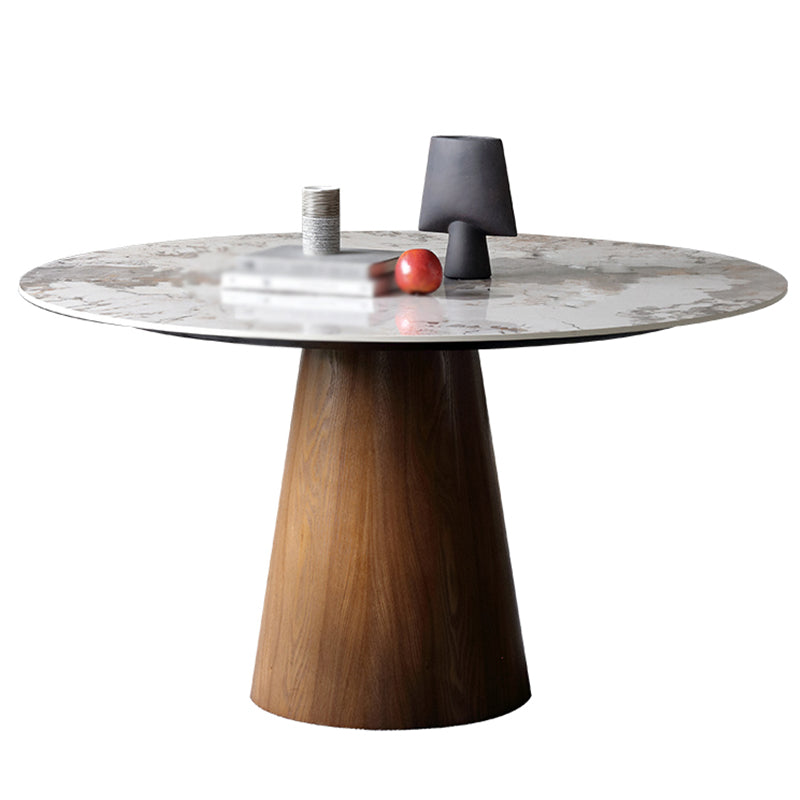 Modern Ashwood Dinette Set 1/3/4/5/7 Pieces Round Dining Table Set with Sintered Stone Top