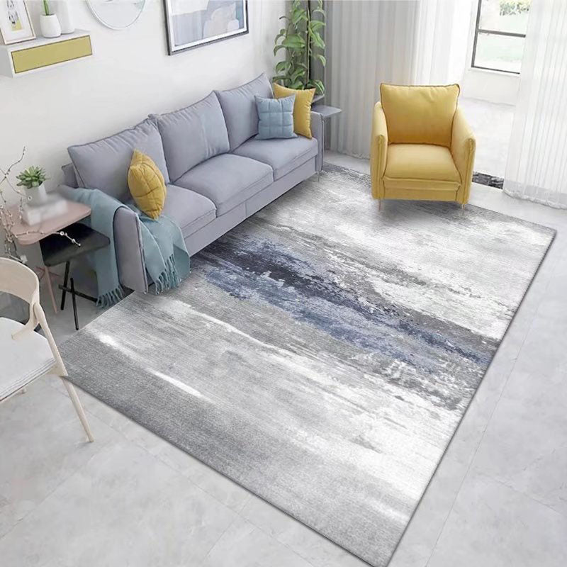 Gray Modern Rug Polyester Graphic Indoor Rug Washable Rug for Living Room