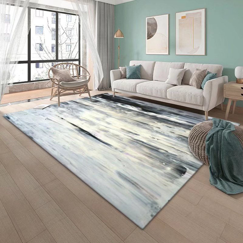 Gray Modern Rug Polyester Graphic Indoor Rug Washable Rug for Living Room