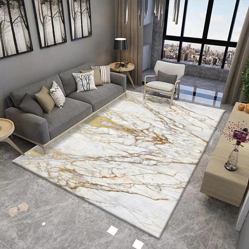 Gray Modern Rug Polyester Graphic Indoor Rug Washable Rug for Living Room