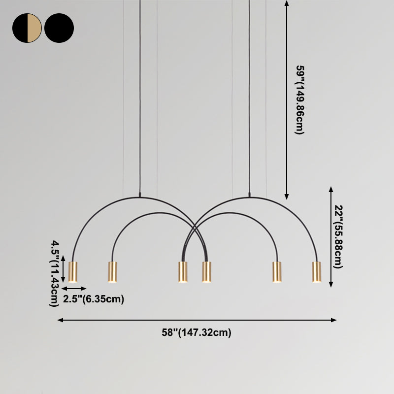 Moderner Stilzylinder hängende Anhänger Lichter Metall 6 Licht Anhänger Beleuchtungskarten