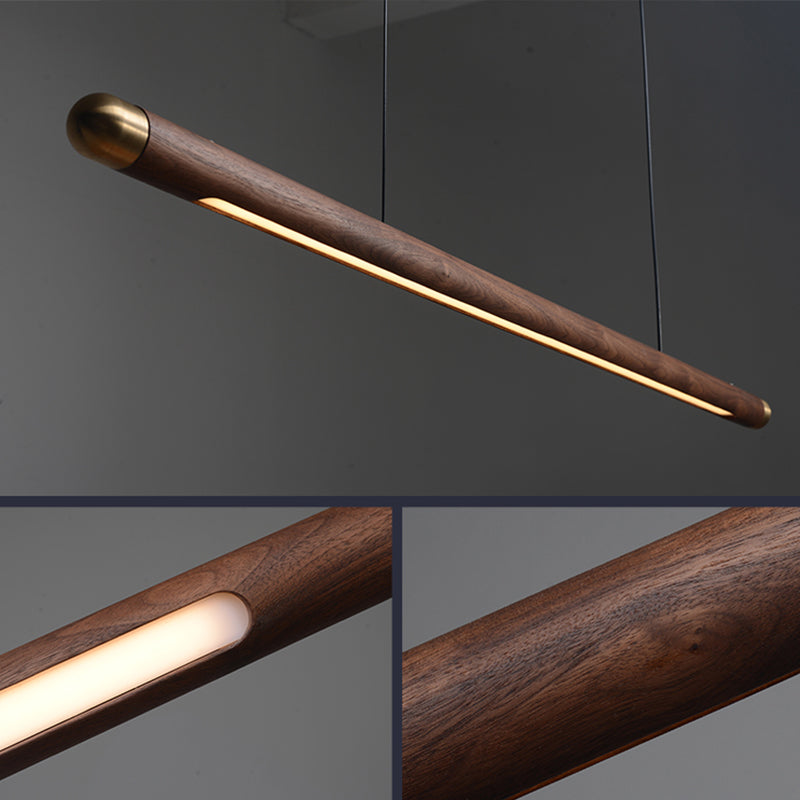 Modern Style Linear Hanging Pendant Light Wood 1-Light Island Light Fixture