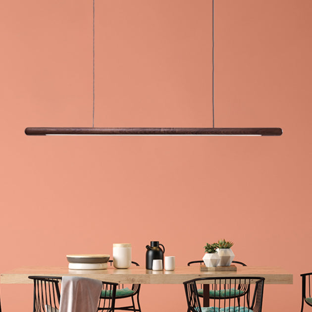 Modern Style Linear Hanging Pendant Light Wood 1-Light Island Light Fixture