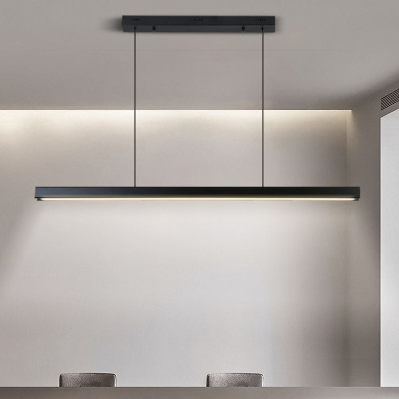 Zeitgenössischer Stil linearer Form Island Light Metal 1 hängendes Anhänger Licht in Schwarz