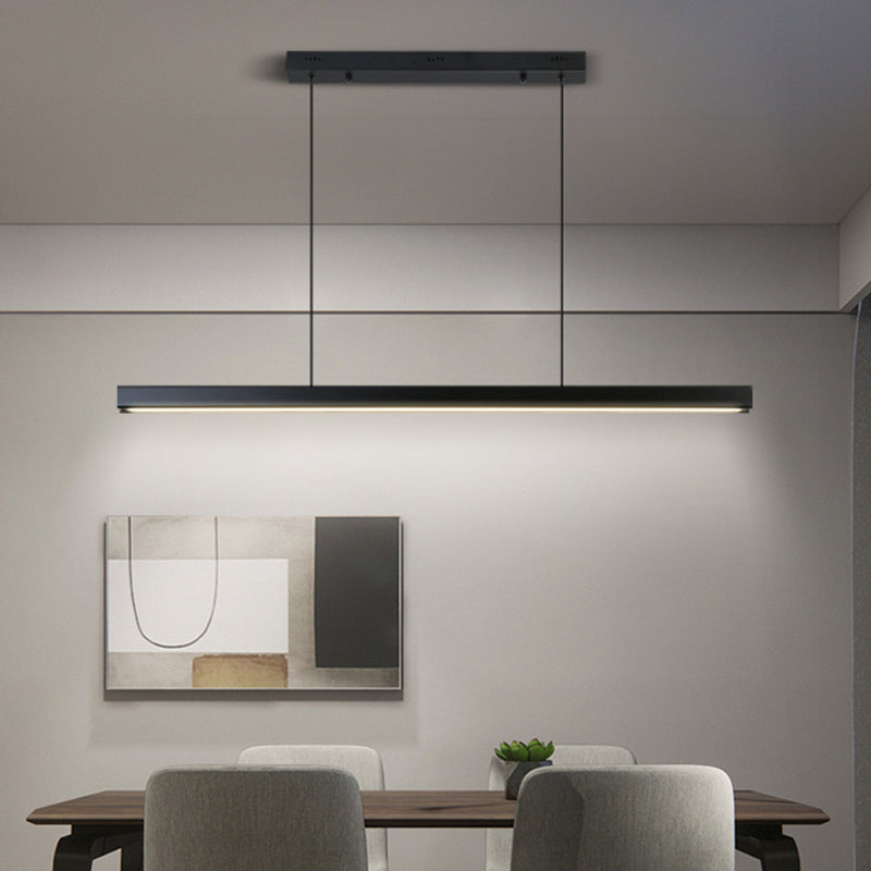 Zeitgenössischer Stil linearer Form Island Light Metal 1 hängendes Anhänger Licht in Schwarz