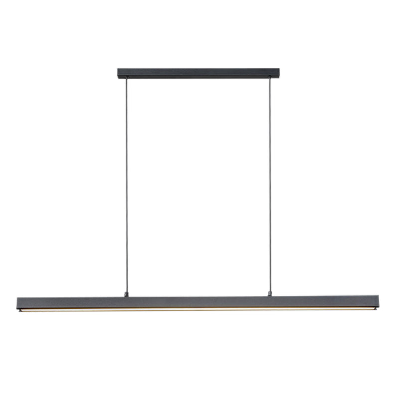 Zeitgenössischer Stil linearer Form Island Light Metal 1 hängendes Anhänger Licht in Schwarz