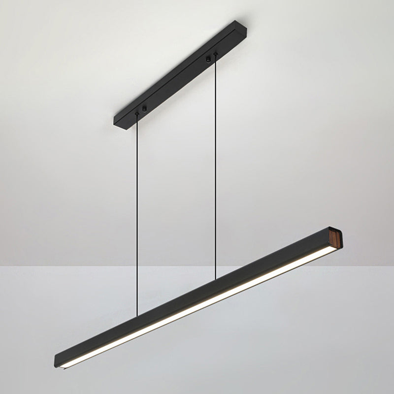 Zeitgenössischer Stil linearer Form Island Light Metal 1 hängendes Anhänger Licht in Schwarz