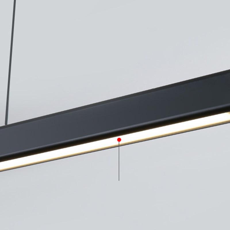 Zeitgenössischer Stil linearer Form Island Light Metal 1 hängendes Anhänger Licht in Schwarz