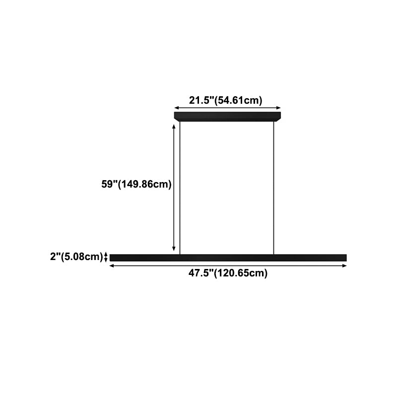 Zeitgenössischer Stil linearer Form Island Light Metal 1 hängendes Anhänger Licht in Schwarz
