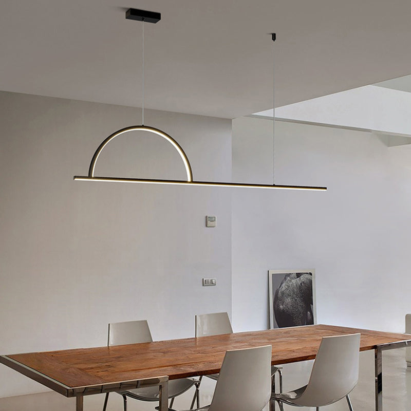 Ideas de iluminación de la isla de la isla de la isla de forma lineal de estilo contemporáneo de forma lineal