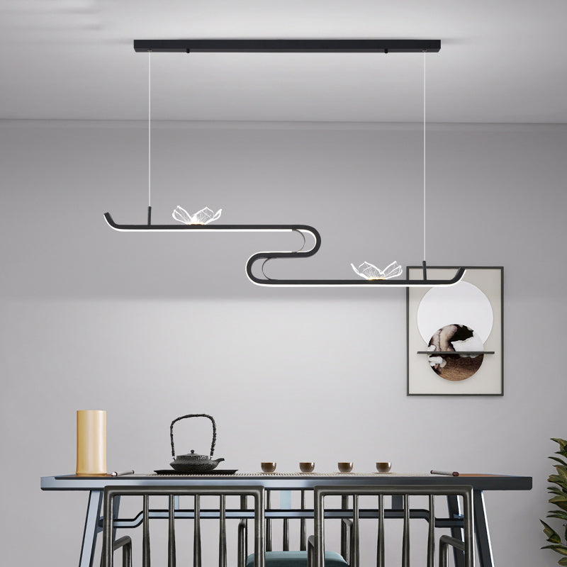 Linéaire forme d'îles lumières modernes metal 4 luminaires d'éclairage pendentif léger