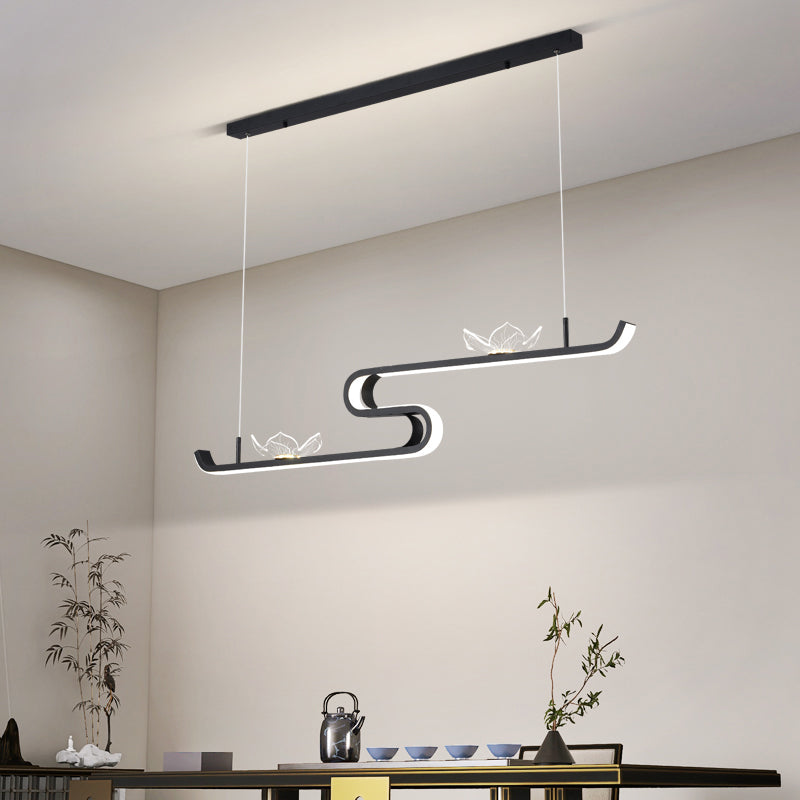 Linéaire forme d'îles lumières modernes metal 4 luminaires d'éclairage pendentif léger