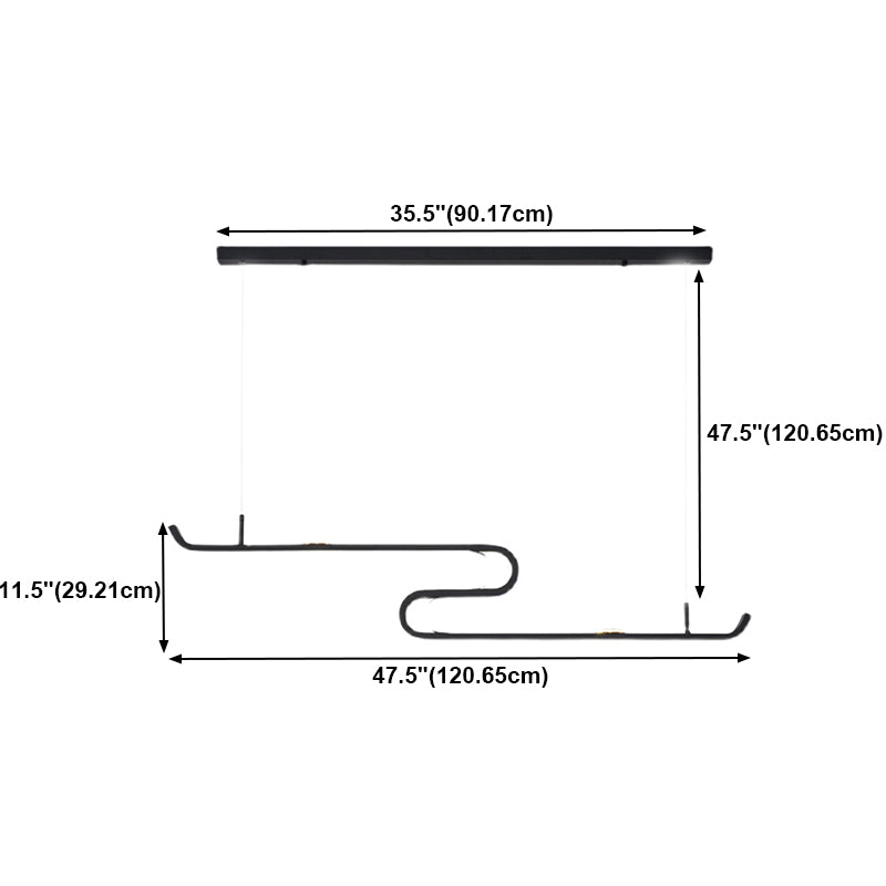 Linéaire forme d'îles lumières modernes metal 4 luminaires d'éclairage pendentif léger