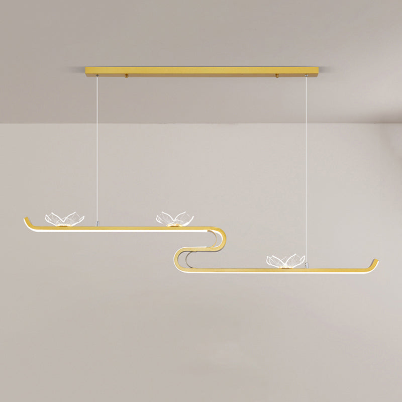 Linéaire forme d'îles lumières modernes metal 4 luminaires d'éclairage pendentif léger