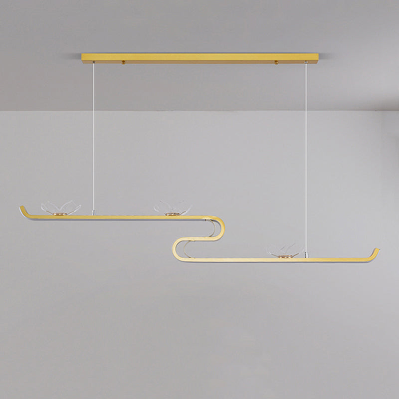 Linéaire forme d'îles lumières modernes metal 4 luminaires d'éclairage pendentif léger