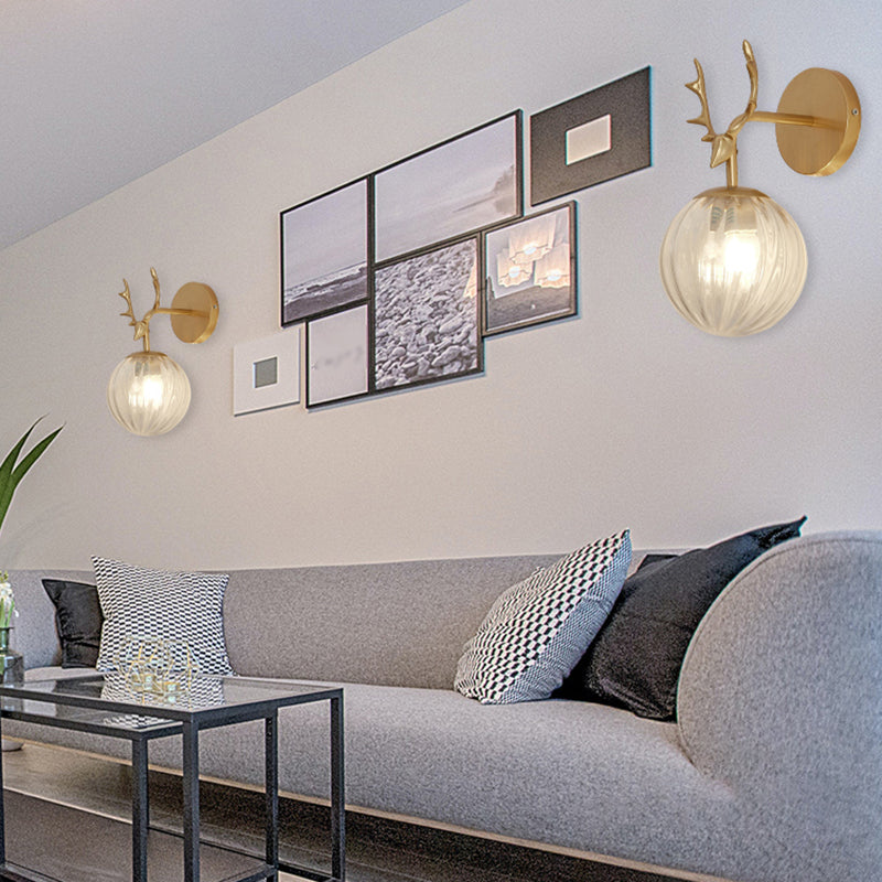 Style sphérique de style moderne Verre de murs en verre 1 éclairage d'écran clair pour chambre à coucher