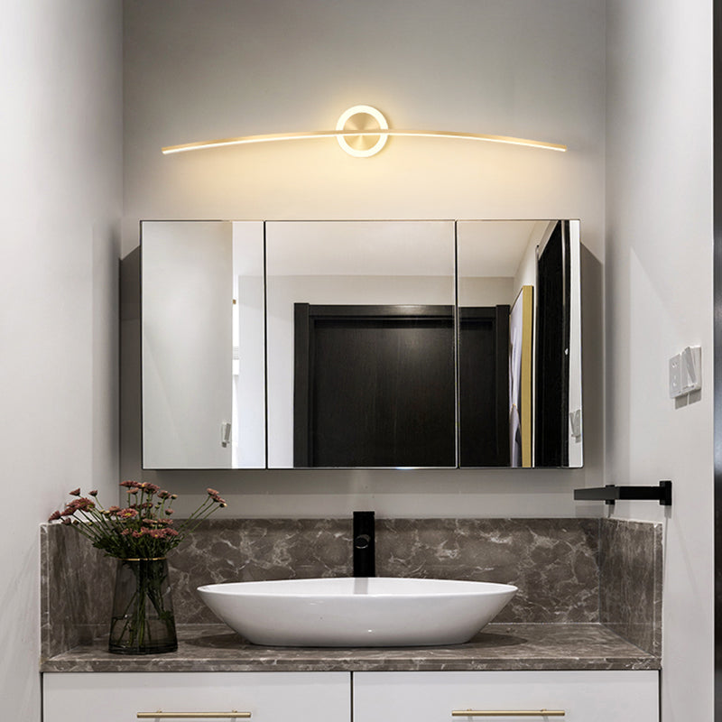 Linear Shape Metal Wall Light Modern Style 2 Lights Mirror Wall Mount Light