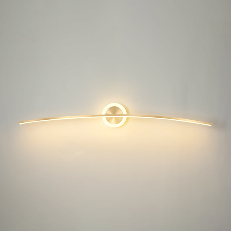 Linear Shape Metal Wall Light Modern Style 2 Lights Mirror Wall Mount Light