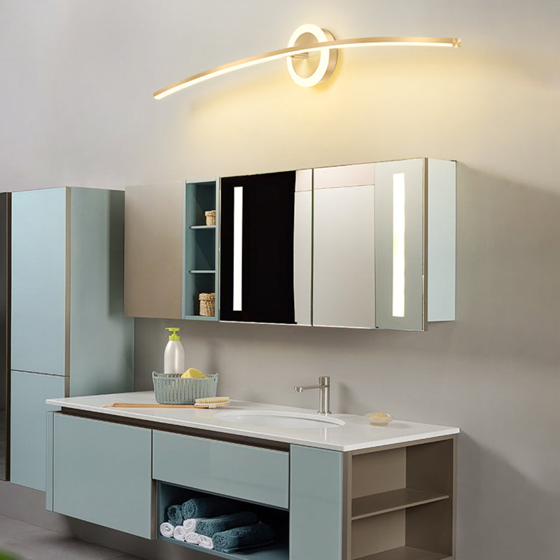 Linear Shape Metal Wall Light Modern Style 2 Lights Mirror Wall Mount Light
