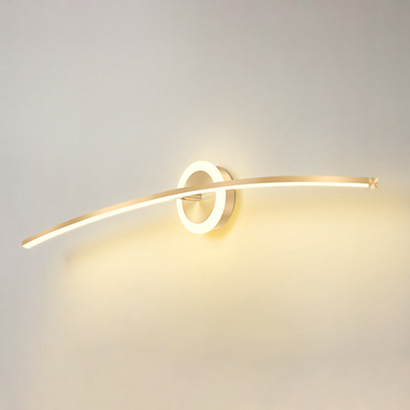 Linear Shape Metal Wall Light Modern Style 2 Lights Mirror Wall Mount Light