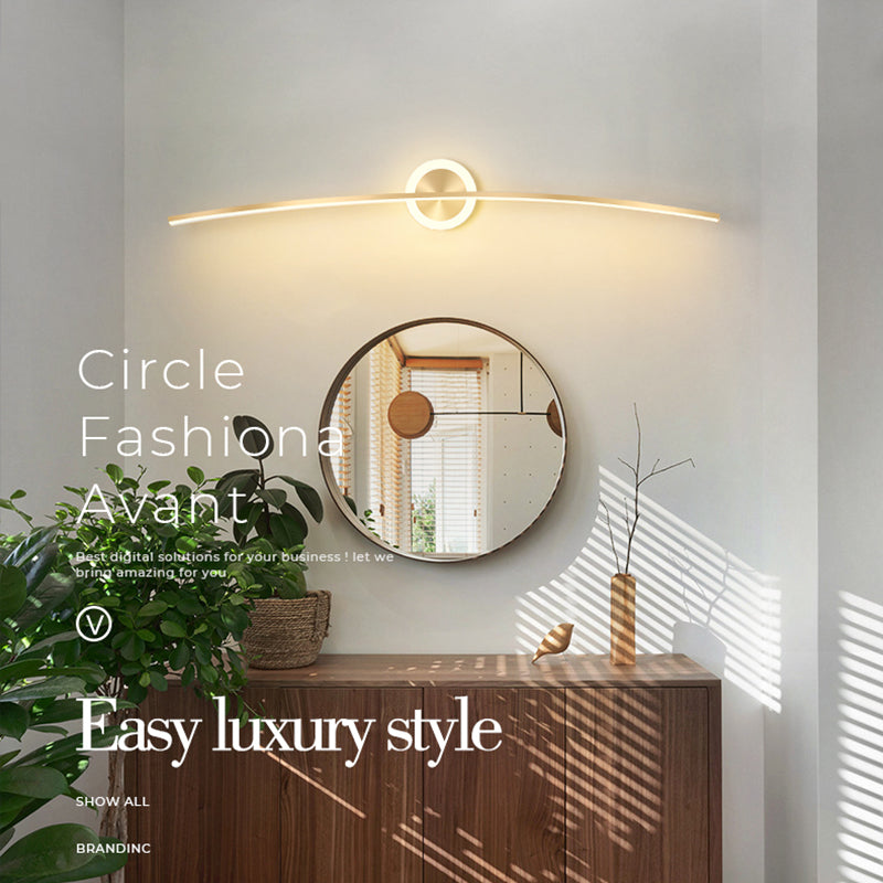 Linear Shape Metal Wall Light Modern Style 2 Lights Mirror Wall Mount Light