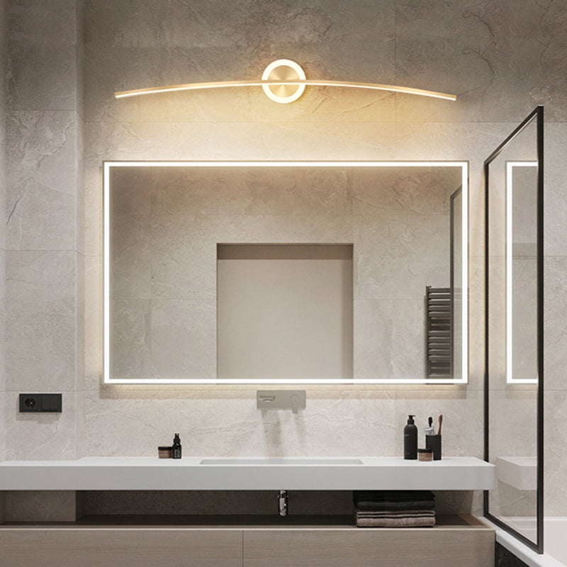 Linear Shape Metal Wall Light Modern Style 2 Lights Mirror Wall Mount Light