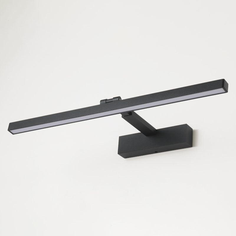 Metal Linear Wall Sconce Modern Style 1-Light Swing Arm Mirror Wall Light Fixture in Black