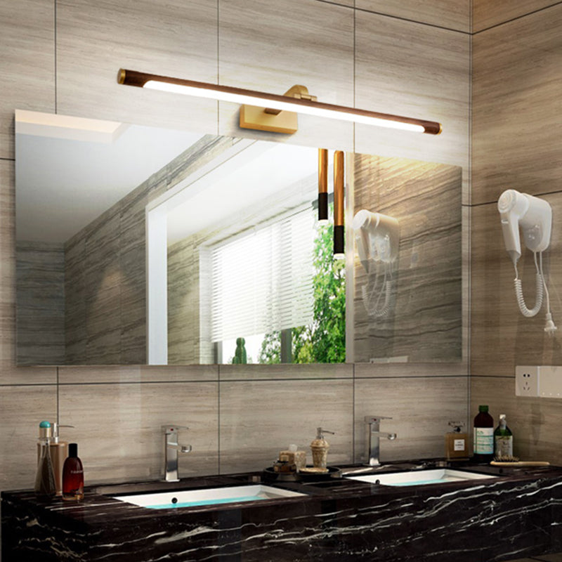 Metal Linear Shade Wall Sconce Modern Style Modern 1 Apparecchio di illuminazione da parete a specchio leggero in marrone