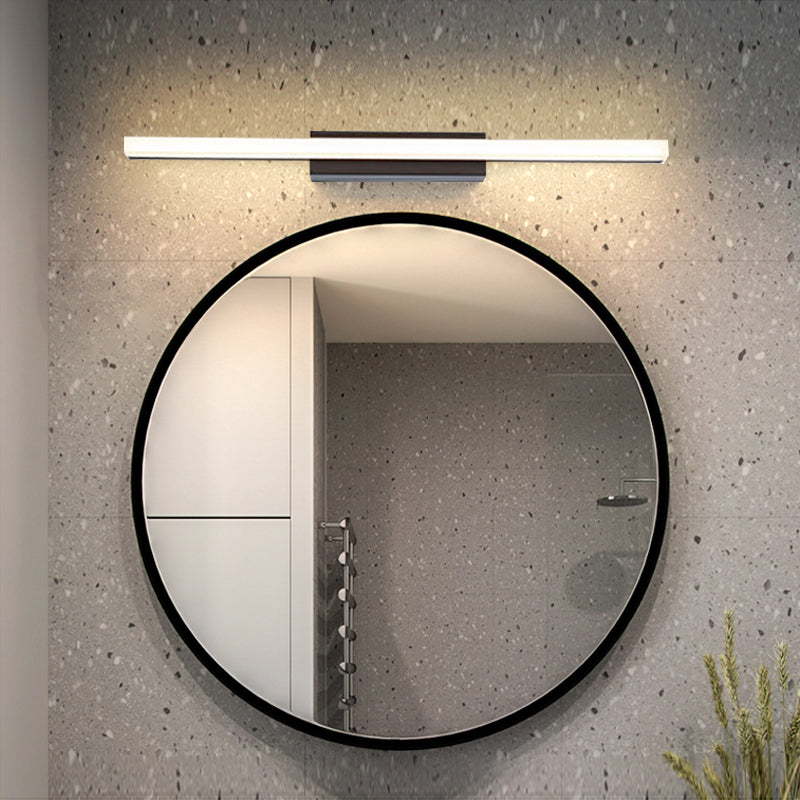 Metal Linear Wall Sconce Modern Single Light Mirror Wall Mount Light Fixture in Black