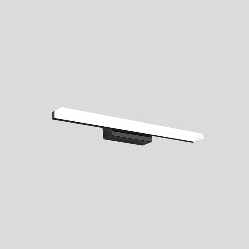 Metal Linear Wall Sconce Modern Single Light Mirror Wall Mount Light Fixture in Black