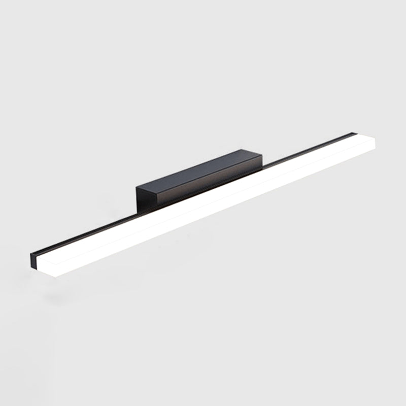 Metal Linear Wall Sconce Modern Single Light Mirror Wall Mount Light Fixture in Black