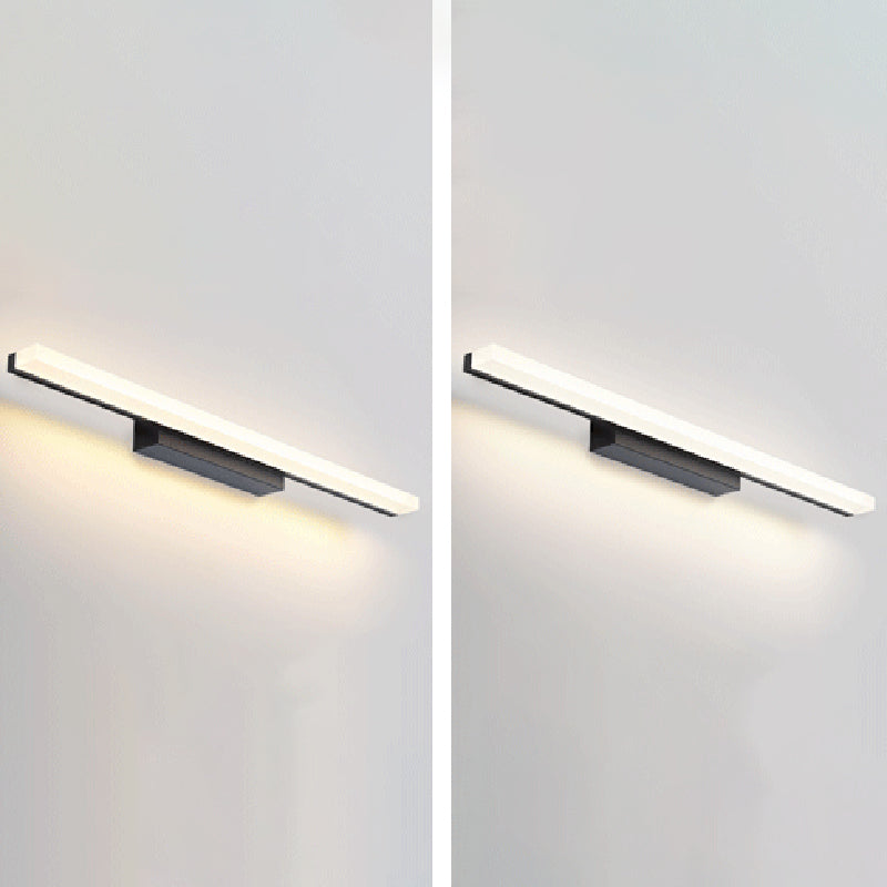 Metal Linear Wall Sconce Modern Single Light Mirror Wall Mount Light Fixture in Black