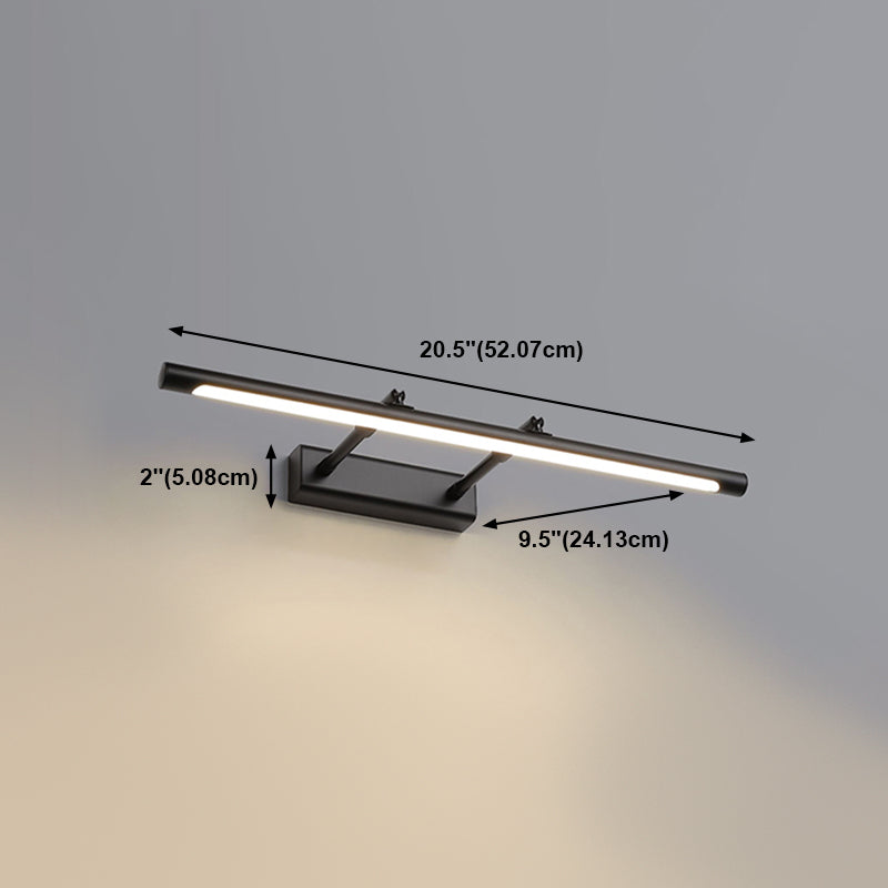 Linear Shape Modern Vanity Light Metal 1 Light LED Mirror Light for Bathroom in Black