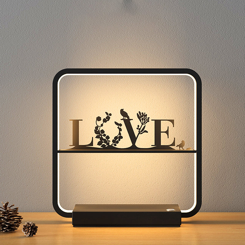 Art Decor Rectangular Night Table Lamp Bedside Black LED Wireless Charger with USB Port