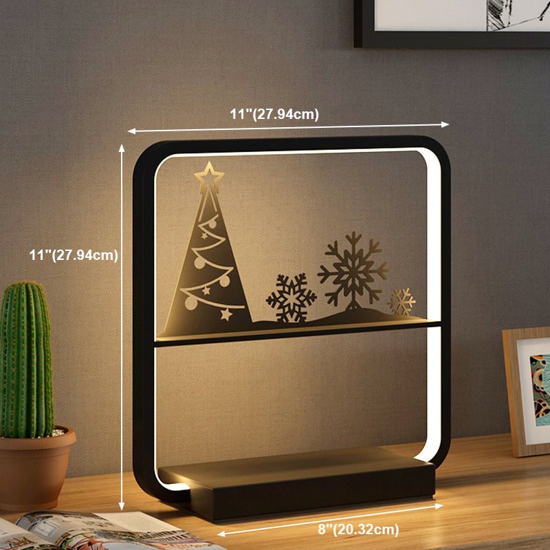 Art Decor Rectangular Night Table Lamp Bedside Black LED Wireless Charger with USB Port
