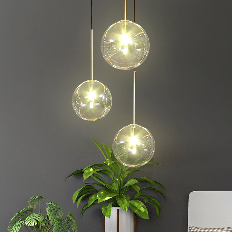 Moderne globale Hanglampenstange klare Glasanhänger Deckenleuchte mit 1 Licht
