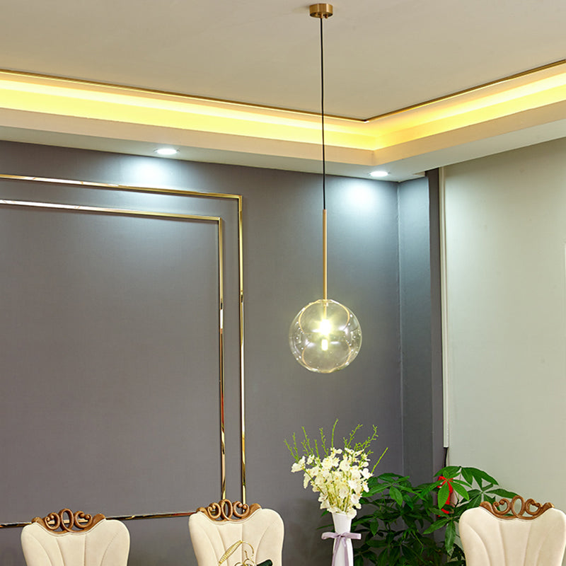 Moderne globale Hanglampenstange klare Glasanhänger Deckenleuchte mit 1 Licht